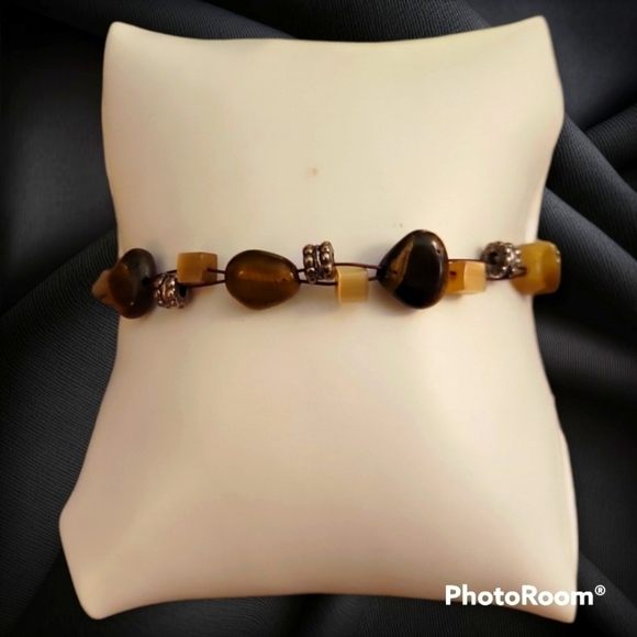 3/$30 HANDMADE Cowboy Core Western Tiger Eye Beaded Twisted Torsade Bracelet - Picture 1 of 5